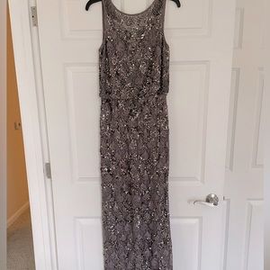 Aiden Mattox purple beaded evening gown